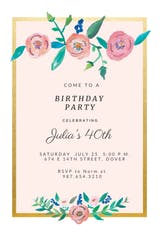 Flower on Gold - Invitación De Cumpleaños